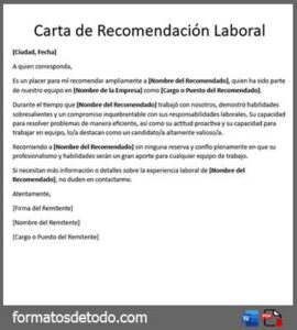 Carta de Recomendación Laboral