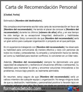 Carta de Recomendación Personal