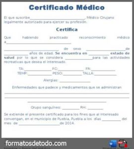 Certificado Medico Formato