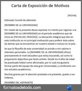 Carta de Exposición de Motivos