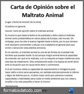 Carta de Opinión sobre el Maltrato Animal